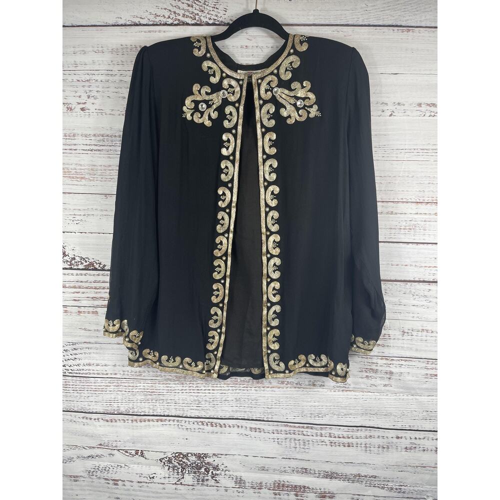 Royal Silk Jacket Women's Large Embroidered Beaded Evening Formal India Silk